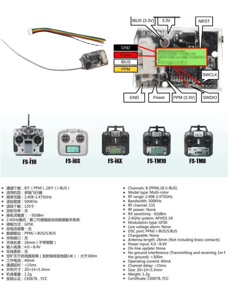 Receptor Mini Flysky FS-8A 8CH - Receiver Rc Drone reseña y precio